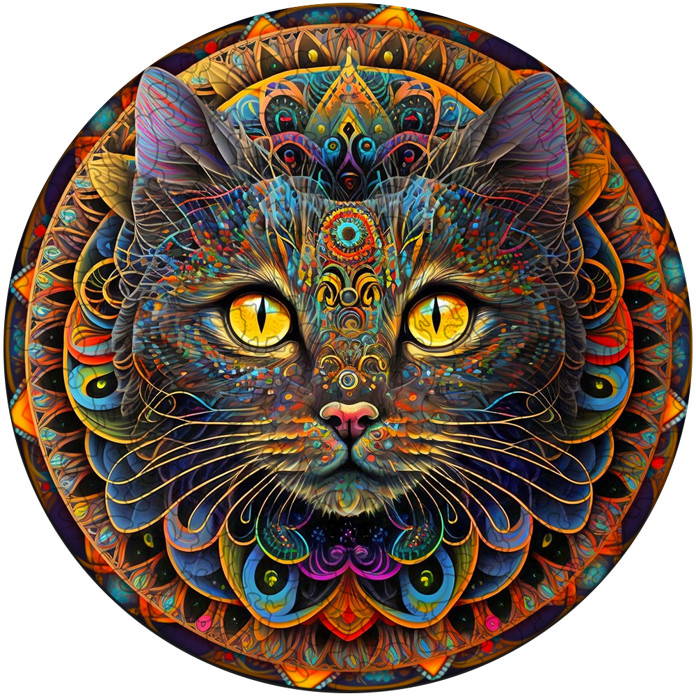 Mandala katt trä pussel