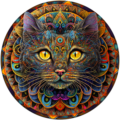 Mandala katt trä pussel