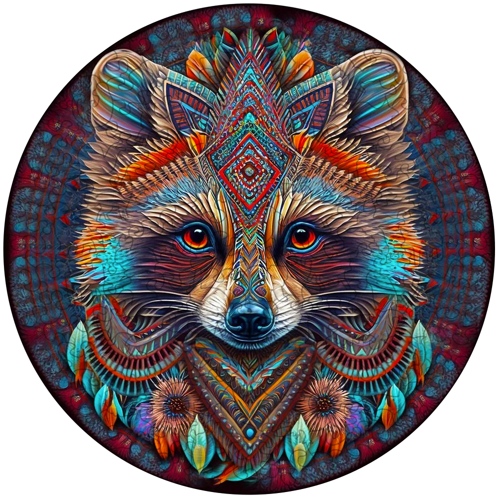 Mandala Raccoon trä pussel