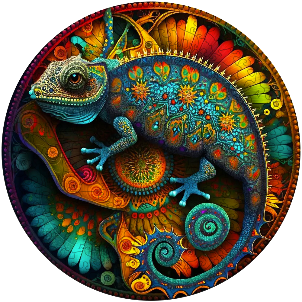 Mandala Chameleon trä pussel