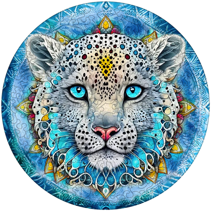 Snow Leopard Mandala trä pussel